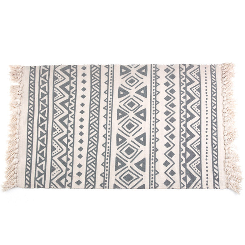 Retro Bedroom Rug Multi-Colored Geometric Printed Area Carpet Weave Machine Washable Rug with Fringe Clearhalo 'Area Rug' 'Moroccan' 'Rugs' Rug' 2209586