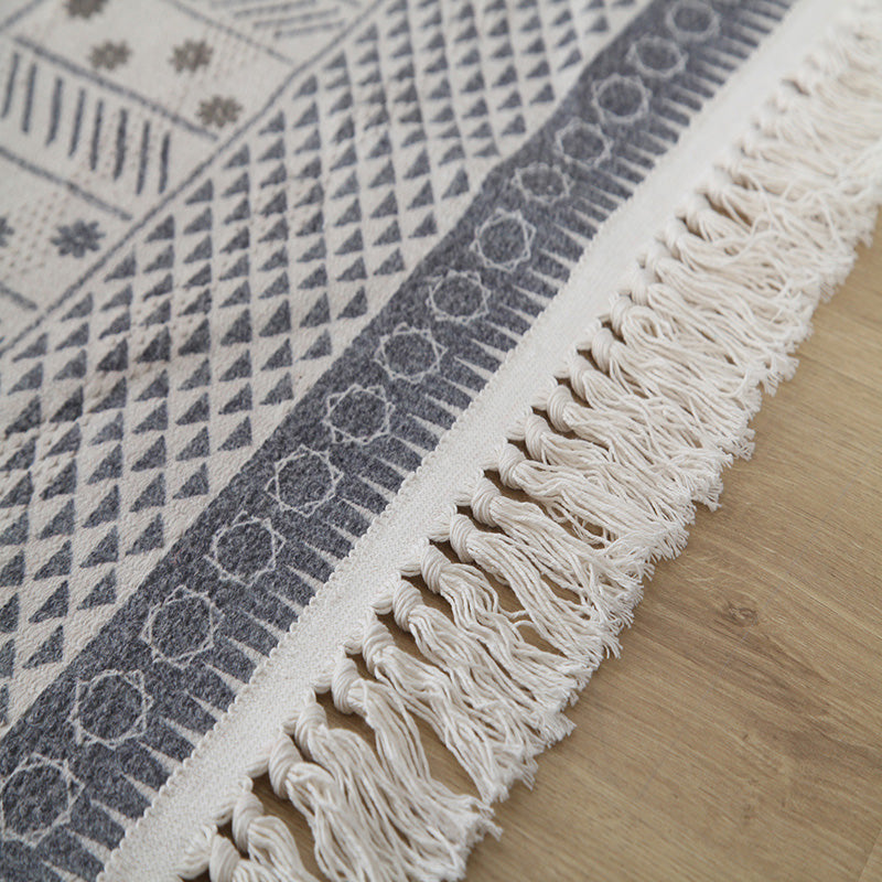 Western Living Room Rug Multi Color Geo Patterned Rug Cotton Blend Washable Hand-Woven Carpet with Tassel Clearhalo 'Area Rug' 'Moroccan' 'Rugs' Rug' 2209603