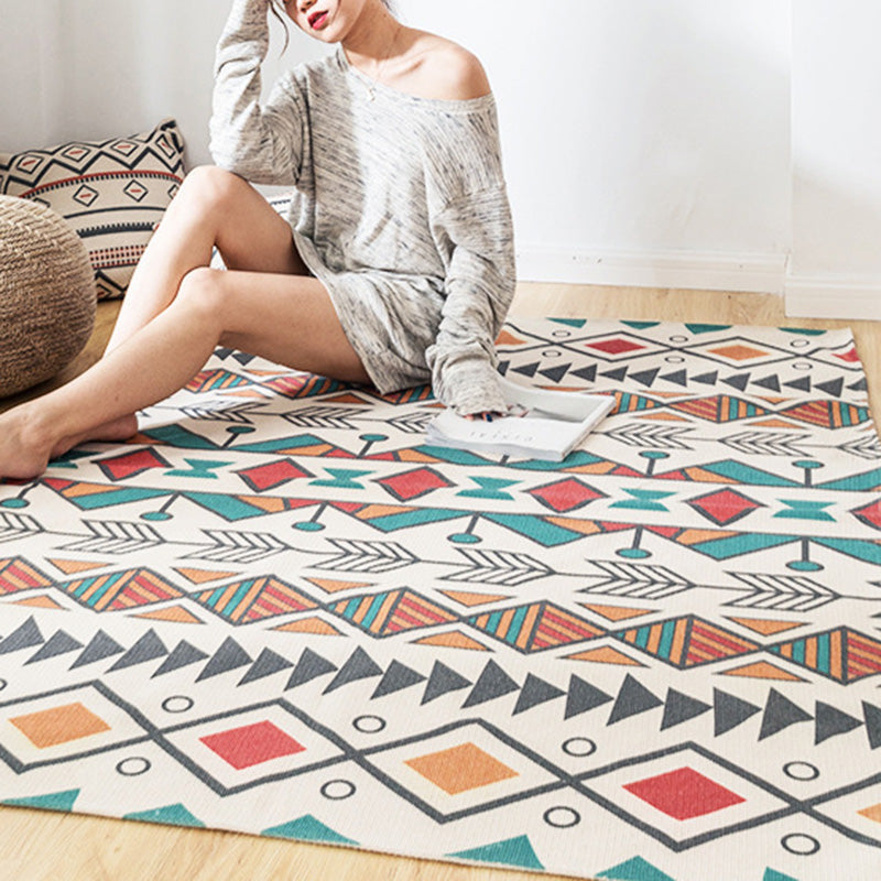 Western Decoration Rug Multi Colored Geo Patterned Area Carpet Cotton Pet Friendly Easy Care Indoor Rug Sky Blue 3'11" x 5'11" Clearhalo 'Area Rug' 'Moroccan' 'Rugs' Rug' 2209670