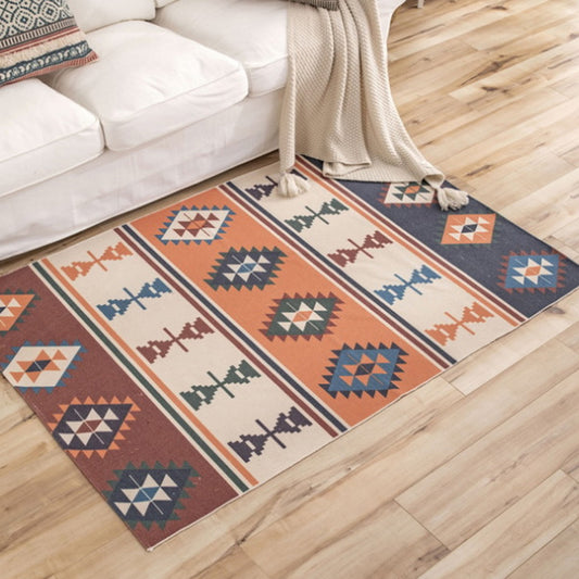 Western Decoration Rug Multi Colored Geo Patterned Area Carpet Cotton Pet Friendly Easy Care Indoor Rug Orange Red 3'11" x 5'11" Clearhalo 'Area Rug' 'Moroccan' 'Rugs' Rug' 2209673