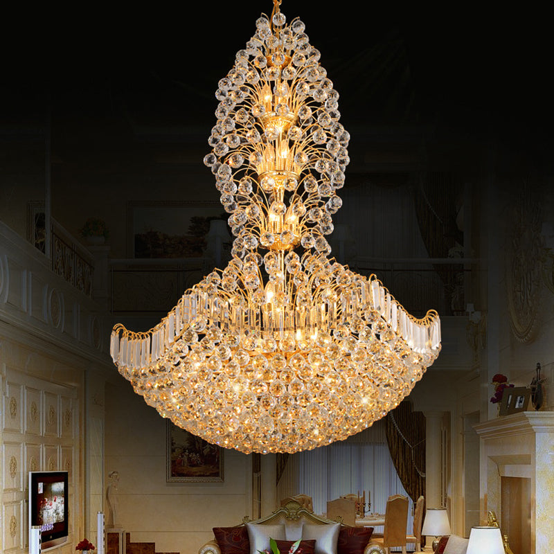 Crystal Dome Hanging Ceiling Light Contemporary 9 Lights Gold Chandelier Light for Dining Room Gold Clearhalo 'Ceiling Lights' 'Chandeliers' Lighting' options 220967_94e2084e-605a-4c37-abd3-c56a02c3c3a4