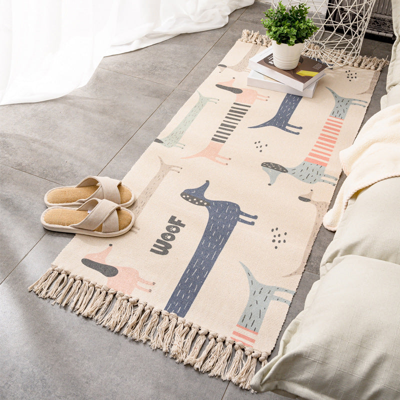 Relaxing Multi Color Retro Rug Cotton Patterned Carpet Machine Washable Indoor Rug with Tassel for Decor Clearhalo 'Area Rug' 'Moroccan' 'Rugs' Rug' 2209707