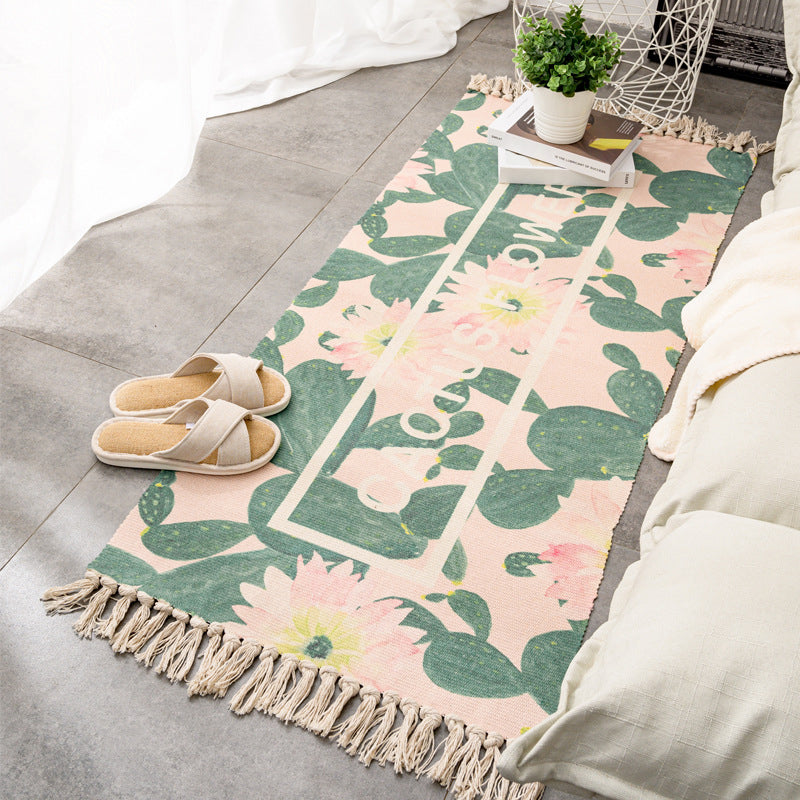 Relaxing Multi Color Retro Rug Cotton Patterned Carpet Machine Washable Indoor Rug with Tassel for Decor Clearhalo 'Area Rug' 'Moroccan' 'Rugs' Rug' 2209709