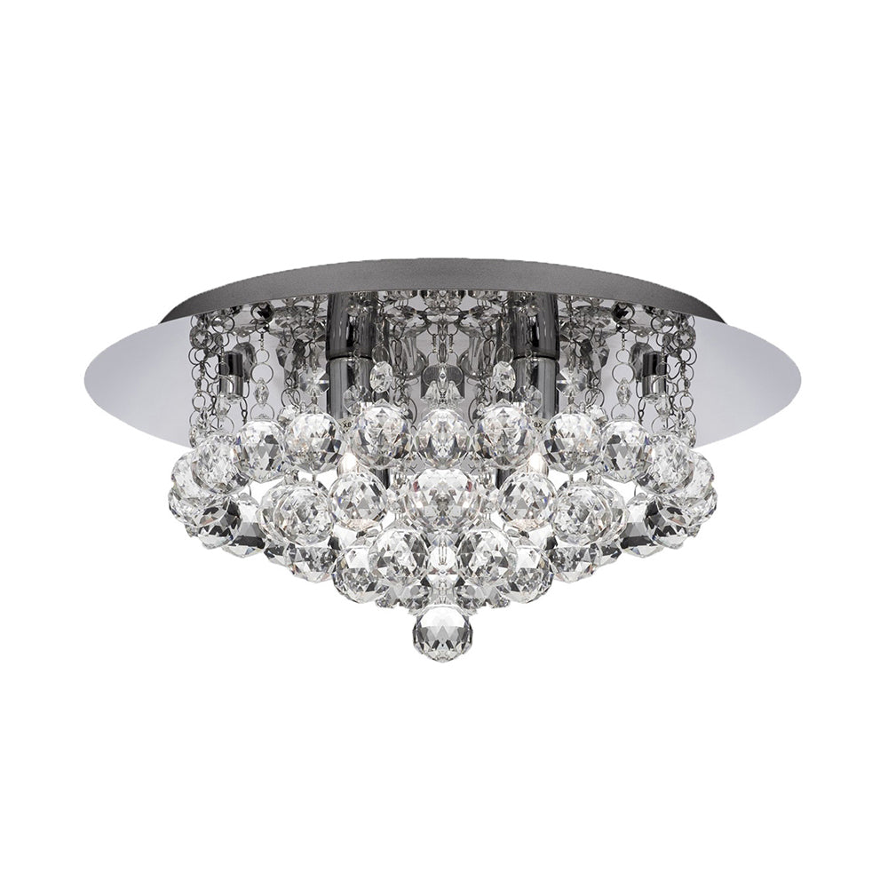 Cascading Flush Mount Light Contemporary Crystal 3/4/6 Lights Chrome Ceiling Light, 8"/14"/19.5" Wide Clearhalo 'Ceiling Lights' 'Close To Ceiling Lights' 'Close to ceiling' 'Flush mount' Lighting' 221066