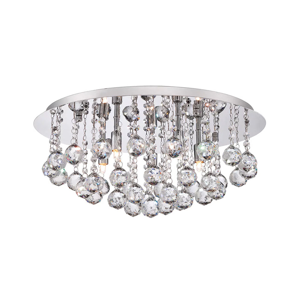 Cascading Flush Mount Light Contemporary Crystal 3/4/6 Lights Chrome Ceiling Light, 8"/14"/19.5" Wide Clearhalo 'Ceiling Lights' 'Close To Ceiling Lights' 'Close to ceiling' 'Flush mount' Lighting' 221070