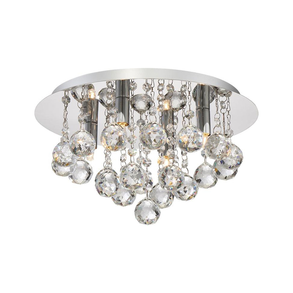 Cascading Flush Mount Light Contemporary Crystal 3/4/6 Lights Chrome Ceiling Light, 8"/14"/19.5" Wide Clearhalo 'Ceiling Lights' 'Close To Ceiling Lights' 'Close to ceiling' 'Flush mount' Lighting' 221074