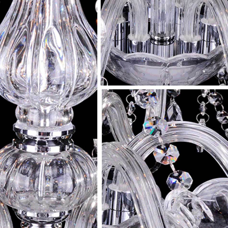Candelabra Chandelier Lamp Contemporary Clear Glass 6 Lights Living Room with Crystal Accent Clearhalo 'Ceiling Lights' 'Chandeliers' 'Clear' 'Industrial' 'Modern Chandeliers' 'Modern' 'Tiffany' 'Traditional Chandeliers' Lighting' 221125