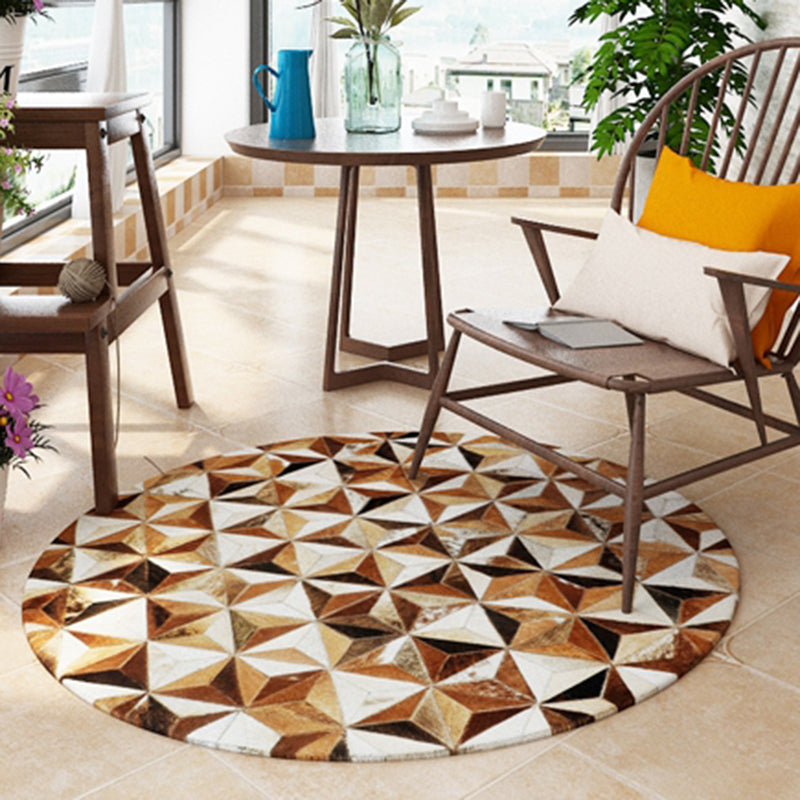 Multi Colored Parlor Rug Western Geo Printed Area Carpet Cowhide Pet Friendly Easy Care Indoor Rug Yellow-Brown Clearhalo 'Area Rug' 'Rug' 2213135