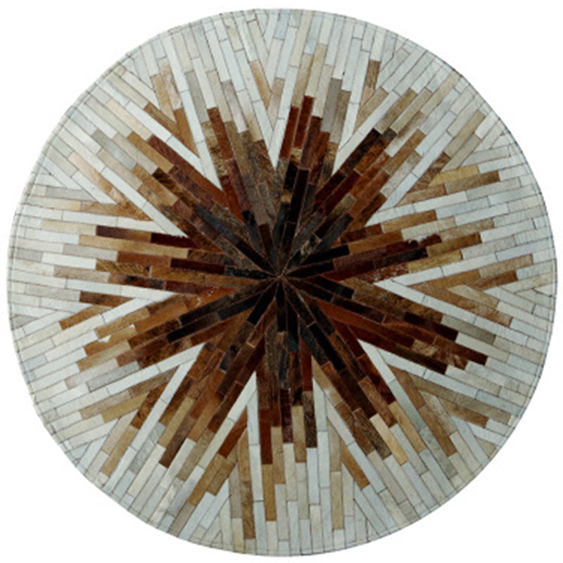 Creative Living Room Rug Multi-Color Geo Printed Area Rug Cowhide Stain-Resistant Pet Friendly Carpet Dark Brown Clearhalo 'Area Rug' 'Rug' 2213169