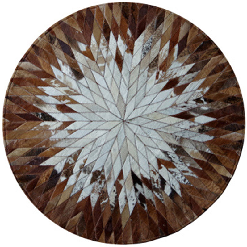 Creative Living Room Rug Multi-Color Geo Printed Area Rug Cowhide Stain-Resistant Pet Friendly Carpet White-Brown Clearhalo 'Area Rug' 'Rug' 2213173