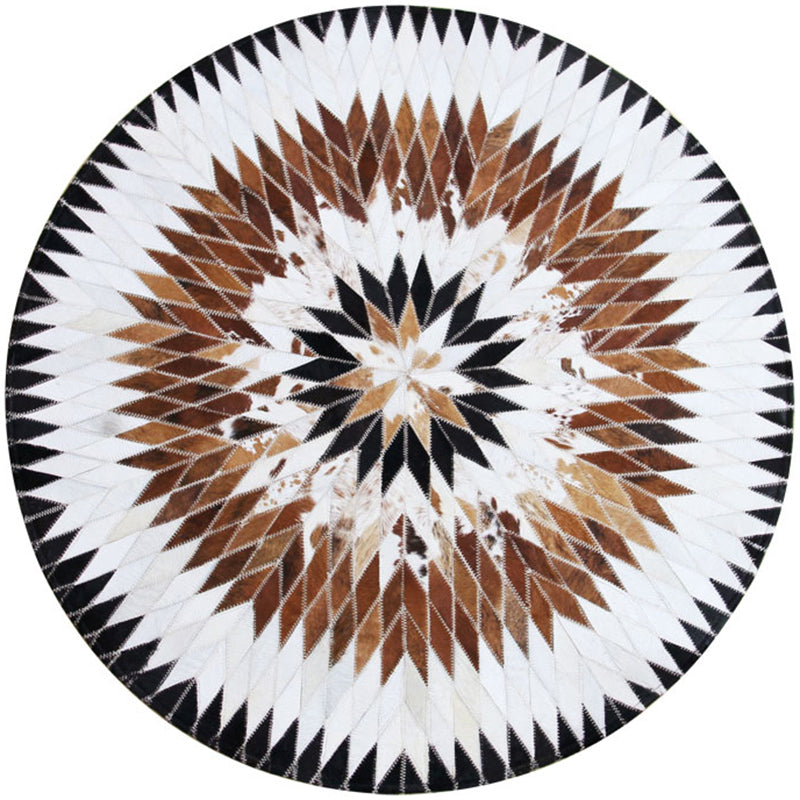Multi Colored Geometric Printed Rug Cowhide Nordic Area Rug Easy Care Pet Friendly Carpet for Living Room Camel Clearhalo 'Area Rug' 'Modern' 'Rugs' Rug' 2213186