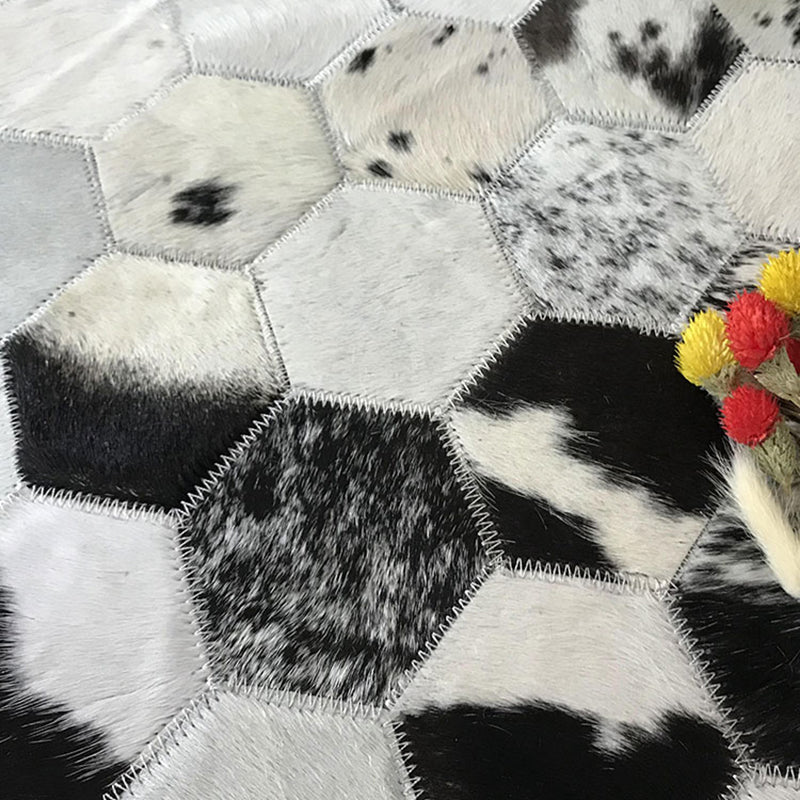 Multi Colored Geometric Printed Rug Cowhide Nordic Area Rug Easy Care Pet Friendly Carpet for Living Room Clearhalo 'Area Rug' 'Modern' 'Rugs' Rug' 2213187