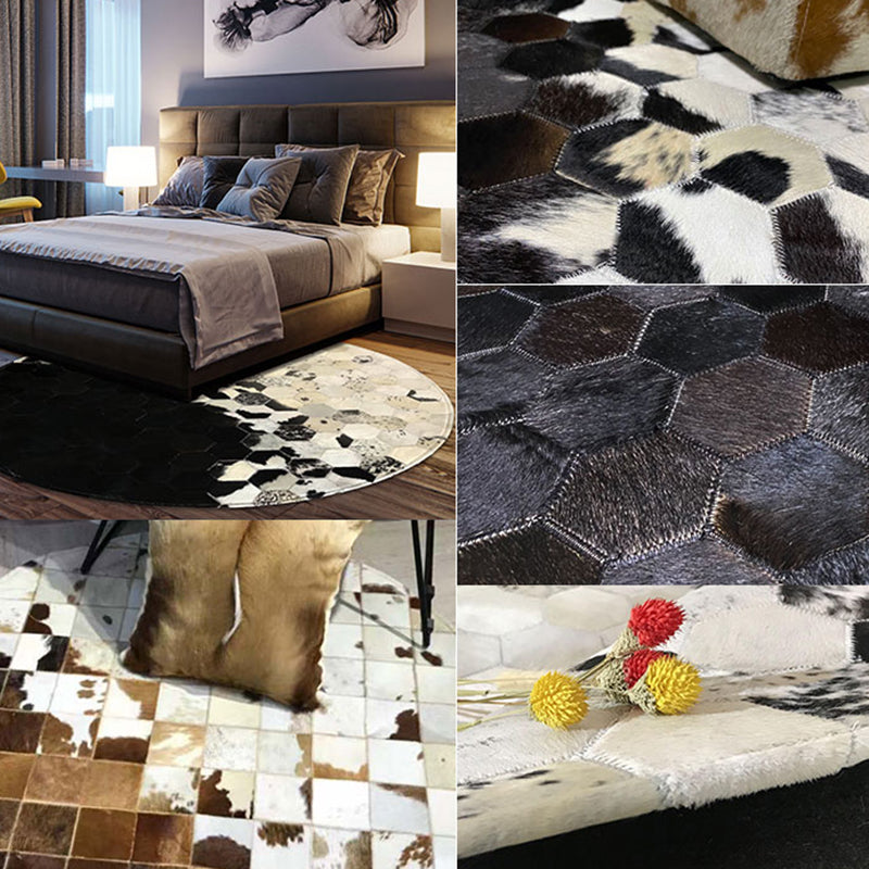 Multi Colored Geometric Printed Rug Cowhide Nordic Area Rug Easy Care Pet Friendly Carpet for Living Room Clearhalo 'Area Rug' 'Modern' 'Rugs' Rug' 2213189