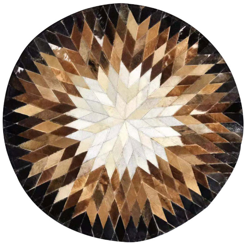 Multi Colored Geometric Printed Rug Cowhide Nordic Area Rug Easy Care Pet Friendly Carpet for Living Room Brown Clearhalo 'Area Rug' 'Modern' 'Rugs' Rug' 2213192