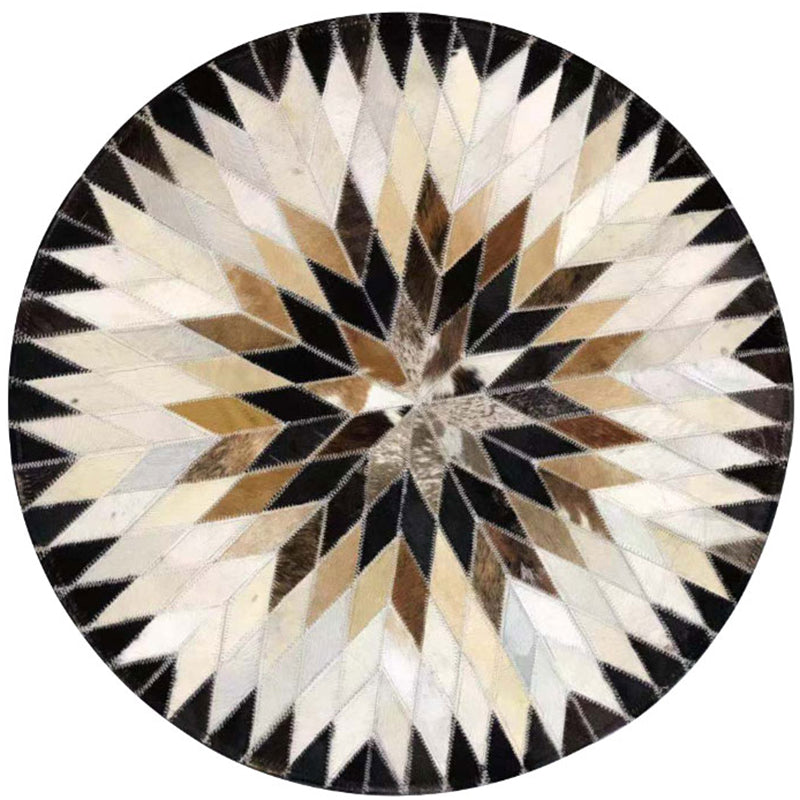 Multi Colored Geometric Printed Rug Cowhide Nordic Area Rug Easy Care Pet Friendly Carpet for Living Room Dark Khaki Clearhalo 'Area Rug' 'Modern' 'Rugs' Rug' 2213193