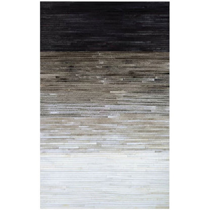 Multi-Colored Luxury Rug Cowhide Stripe Pattern Carpet Washable Pet Friendly Indoor Rug for Home Decoration Black-Gray Clearhalo 'Area Rug' 'Rug' 2213221
