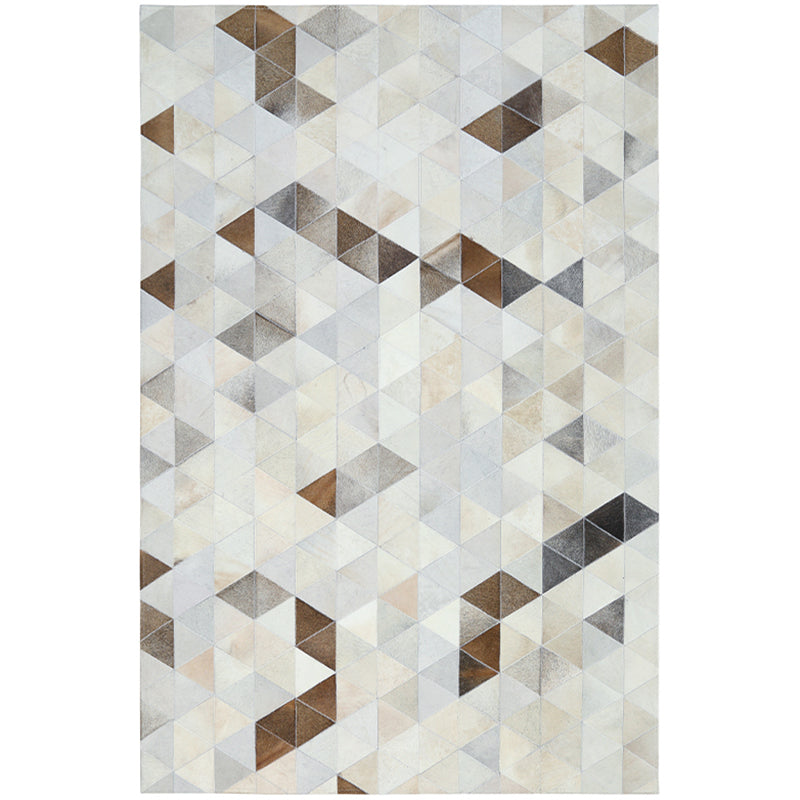 Southwestern Decoration Rug Multi Colored Geometric Printed Carpet Cowhide Pet Friendly Handmade Easy Care Rug Light Gray-White Clearhalo 'Area Rug' 'Rug' 2213229