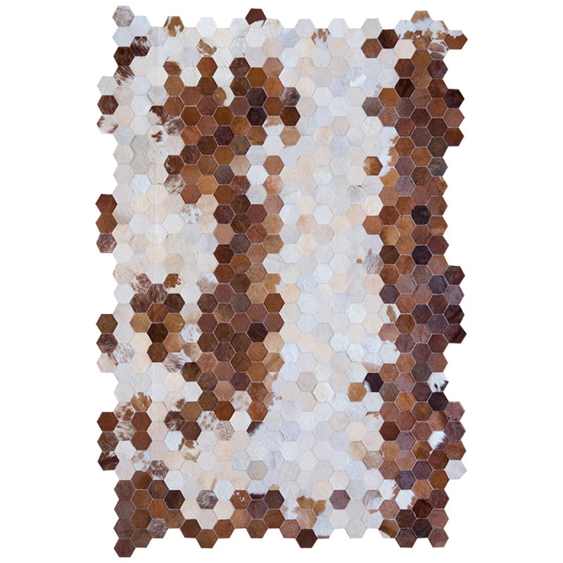 Creative Geo Printed Rug Brown Cowhide Area Rug Pet Friendly Easy Care Indoor Rug for Decoration Clearhalo 'Area Rug' 'Modern' 'Rugs' Rug' 2213261
