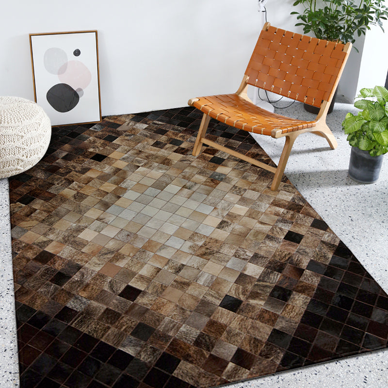 Multi-Color Living Room Rug Rustic Geometric Pattern Carpet Cowhide ...