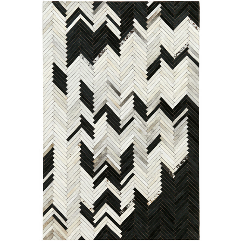Luxe Living Room Rug Multicolor Geo Patterned Indoor Rug Cowhide Pet Friendly Stain-Resistant Carpet Black-Gray Clearhalo 'Area Rug' 'Rug' 2213272