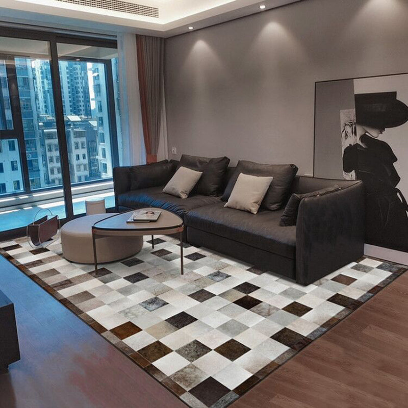 Industrial Plaid Patterned Rug Multi-Color Cowhide Indoor Rug Stain-Resistant Pet Friendly Area Carpet for Parlor Grey Clearhalo 'Area Rug' 'Rug' 2213295