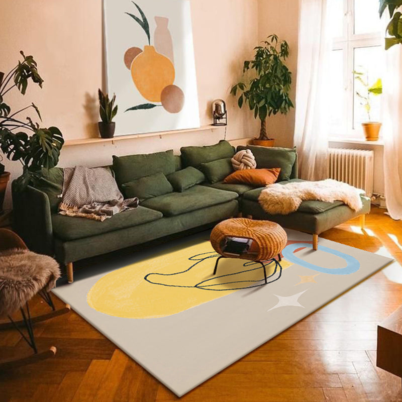 Multi-Colored Abstract Pattern Rug Blended Western Area Rug Easy Care Machine Washable Carpet for Decoration Blue-Grey-Yellow Clearhalo 'Area Rug' 'Rug' 2213373