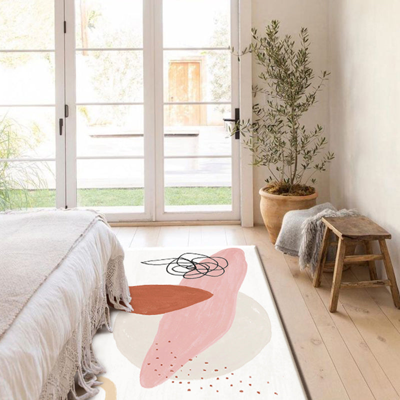 Multi-Colored Abstract Pattern Rug Blended Western Area Rug Easy Care Machine Washable Carpet for Decoration Pink-White Clearhalo 'Area Rug' 'Rug' 2213375