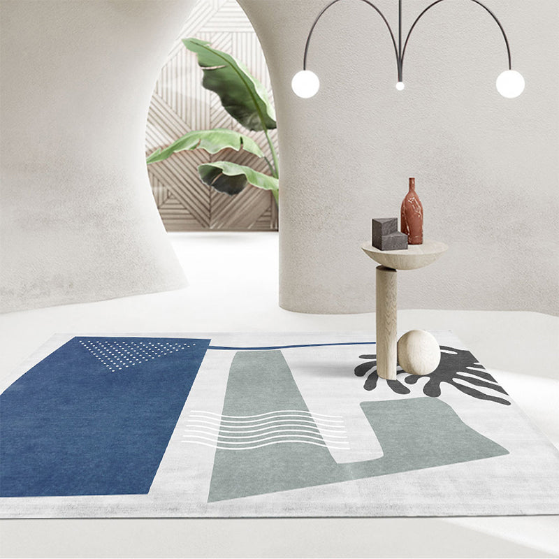 Luxury Abstract Printed Rug Multicolor Polyster Area Rug Non-Slip Backing Easy Care Carpet for Room Gray Blue Clearhalo 'Area Rug' 'Rug' 2213442