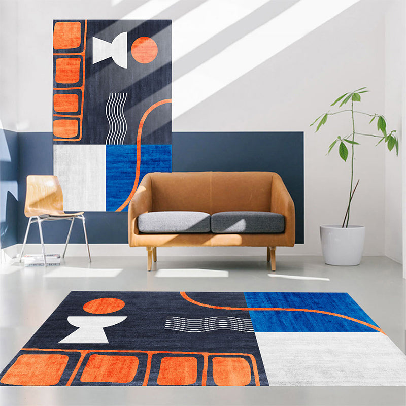 Luxury Abstract Printed Rug Multicolor Polyster Area Rug Non-Slip Backing Easy Care Carpet for Room Navy Clearhalo 'Area Rug' 'Rug' 2213447