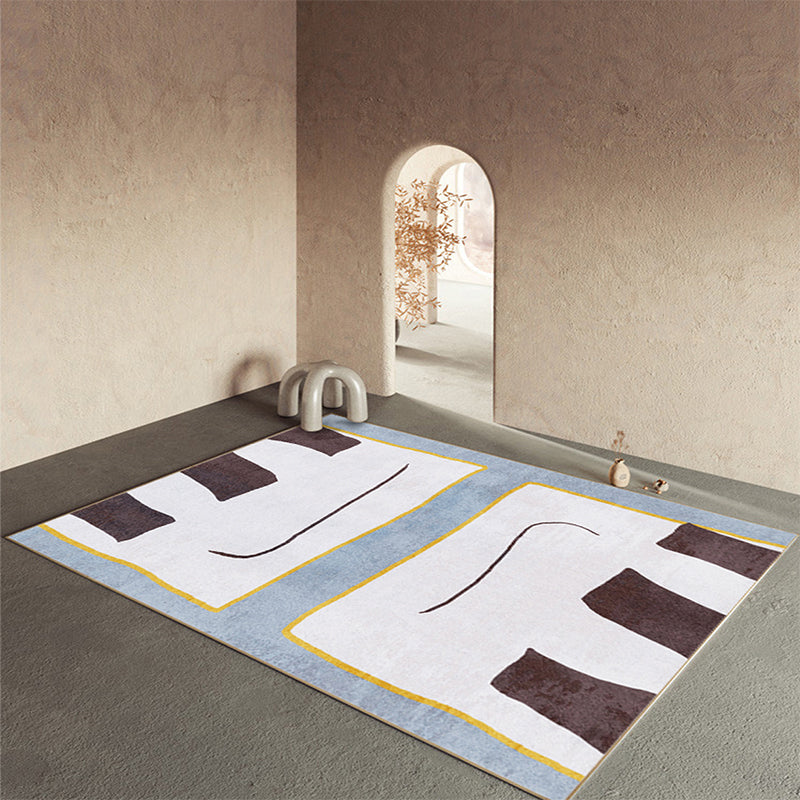 Luxury Abstract Printed Rug Multicolor Polyster Area Rug Non-Slip Backing Easy Care Carpet for Room White Clearhalo 'Area Rug' 'Rug' 2213450