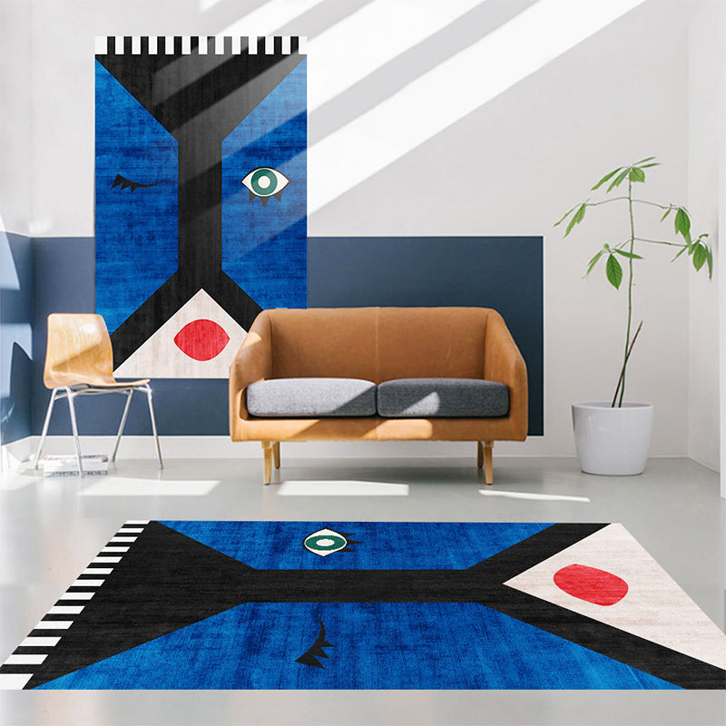 Luxury Abstract Printed Rug Multicolor Polyster Area Rug Non-Slip Backing Easy Care Carpet for Room Royal Blue Clearhalo 'Area Rug' 'Rug' 2213451