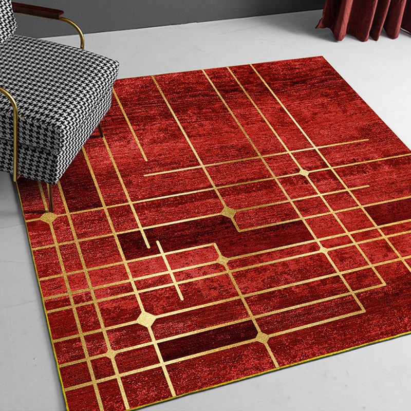 Nordic Geometric Print Rug Multi-Color Cotton Blend Carpet Non-Slip Backing Machine Washable Rug for Room Red-Gold Clearhalo 'Area Rug' 'Rug' 2213556