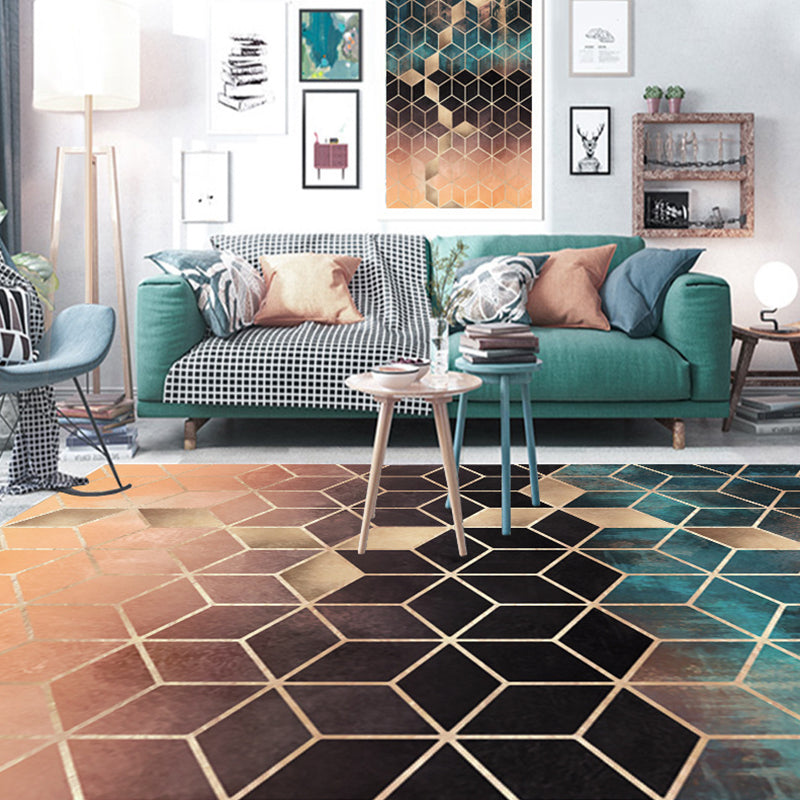 Contemporary Parlor Rug Multi-Colored Geo Printed Area Carpet Synthetics Non-Slip Machine Washable Rug Black Clearhalo 'Area Rug' 'Rug' 2213652