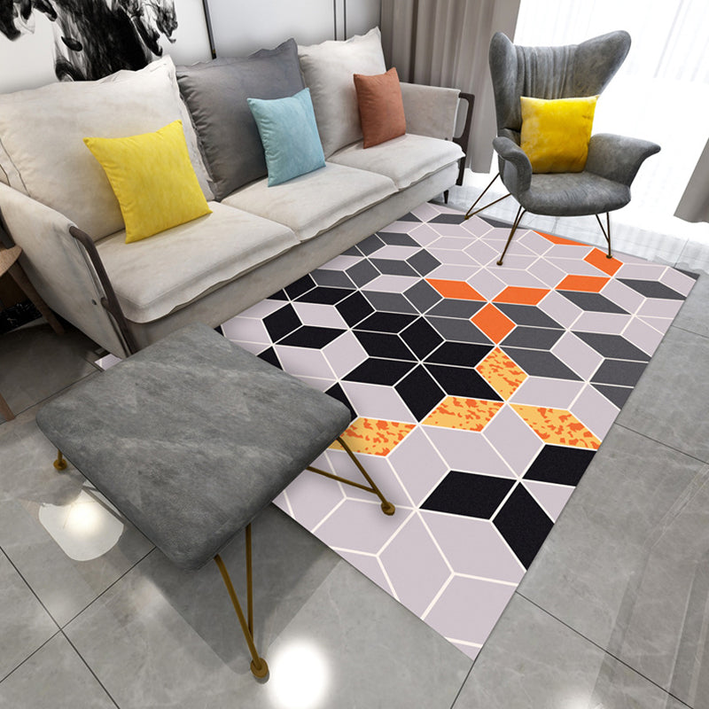 Contemporary Parlor Rug Multi-Colored Geo Printed Area Carpet Synthetics Non-Slip Machine Washable Rug Light Purple Clearhalo 'Area Rug' 'Rug' 2213655