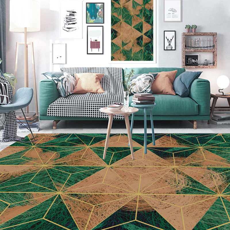 Contemporary Parlor Rug Multi-Colored Geo Printed Area Carpet Synthetics Non-Slip Machine Washable Rug Green Clearhalo 'Area Rug' 'Rug' 2213657