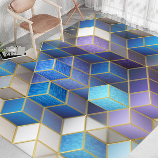Contemporary Parlor Rug Multi-Colored Geo Printed Area Carpet Synthetics Non-Slip Machine Washable Rug Blue-Purple Clearhalo 'Area Rug' 'Rug' 2213658