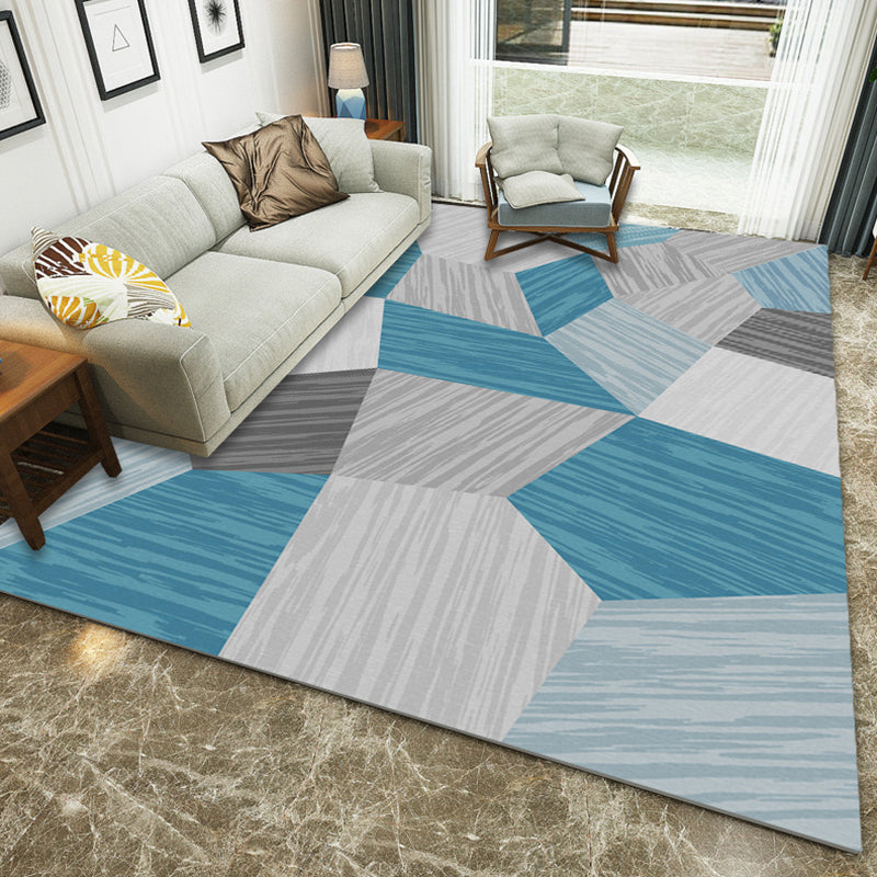 Contemporary Parlor Rug Multi-Colored Geo Printed Area Carpet Synthetics Non-Slip Machine Washable Rug Blue Clearhalo 'Area Rug' 'Rug' 2213661