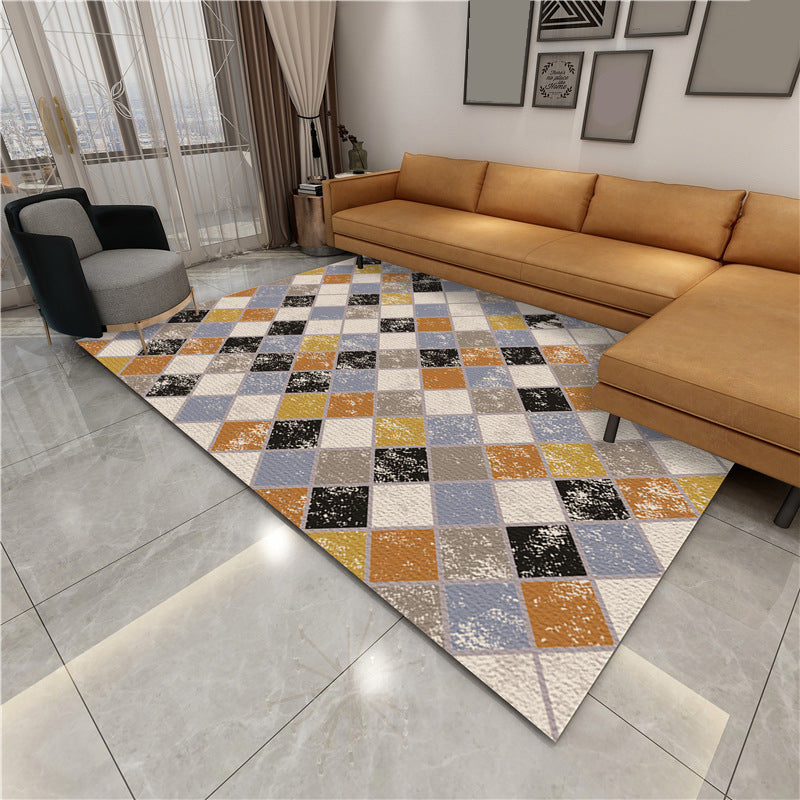 Contemporary Parlor Rug Multi-Colored Geo Printed Area Carpet Synthetics Non-Slip Machine Washable Rug Blue-Yellow Clearhalo 'Area Rug' 'Rug' 2213663