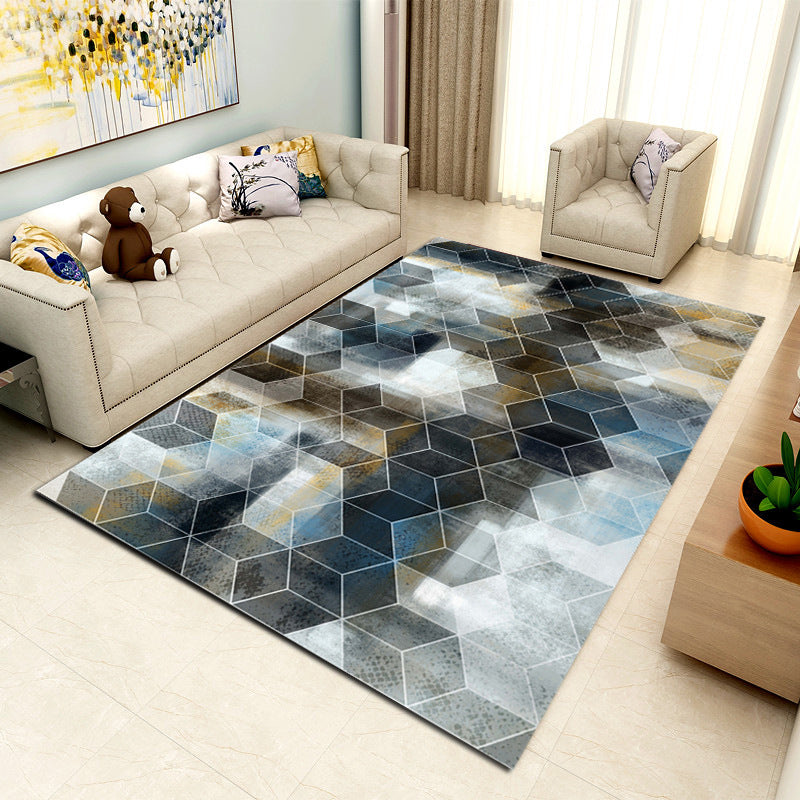 Contemporary Parlor Rug Multi-Colored Geo Printed Area Carpet Synthetics Non-Slip Machine Washable Rug Gray-White Clearhalo 'Area Rug' 'Rug' 2213664