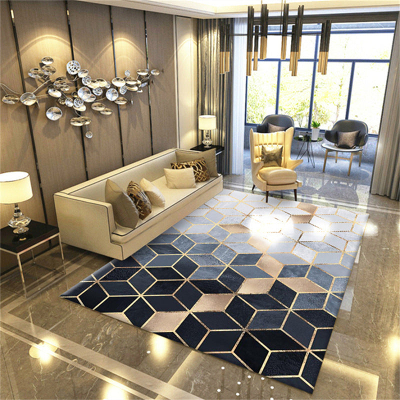 Contemporary Parlor Rug Multi-Colored Geo Printed Area Carpet Synthetics Non-Slip Machine Washable Rug Dark Blue Clearhalo 'Area Rug' 'Rug' 2213671