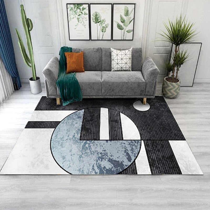Living Room Rug Western Abstract Pattern Carpet Polypropylene Rug Black-White Clearhalo 'Area Rug' 'Rug' 2213683