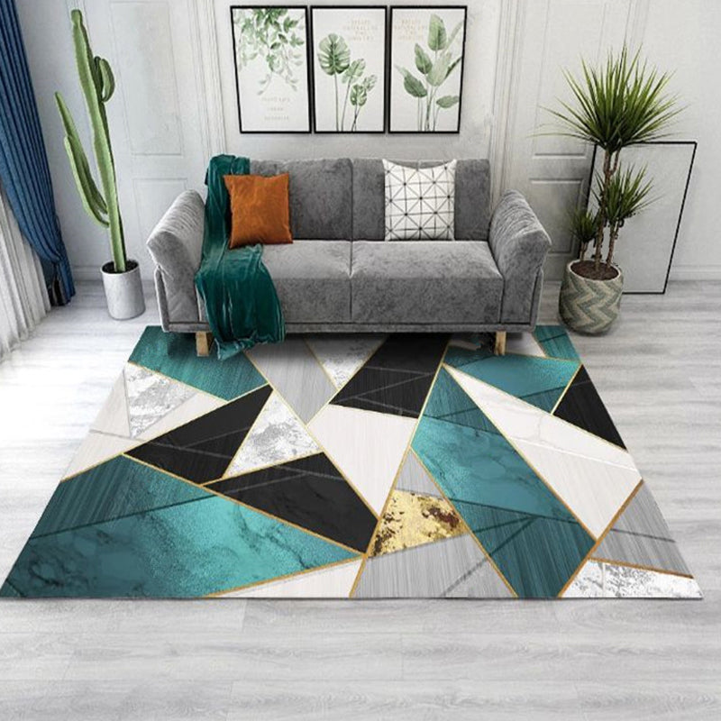 Living Room Rug Western Abstract Pattern Carpet Polypropylene Rug Green-White Clearhalo 'Area Rug' 'Rug' 2213698