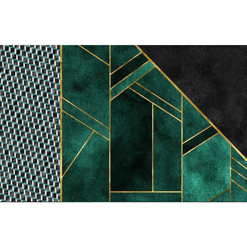 Nordic Home Decoration Rug Multicolor Geo Printed Area Carpet Cotton Blend Easy Care Anti-Slip Backing Indoor Rug Black-Green Clearhalo 'Area Rug' 'Rug' 2213706