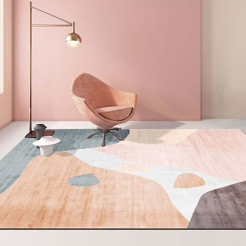 Novelty Abstract Printed Rug Multi Colored Cotton Blend Area Rug Easy Care Non-Slip Backing Carpet for Living Room Light Pink Clearhalo 'Area Rug' 'Rug' 2213736