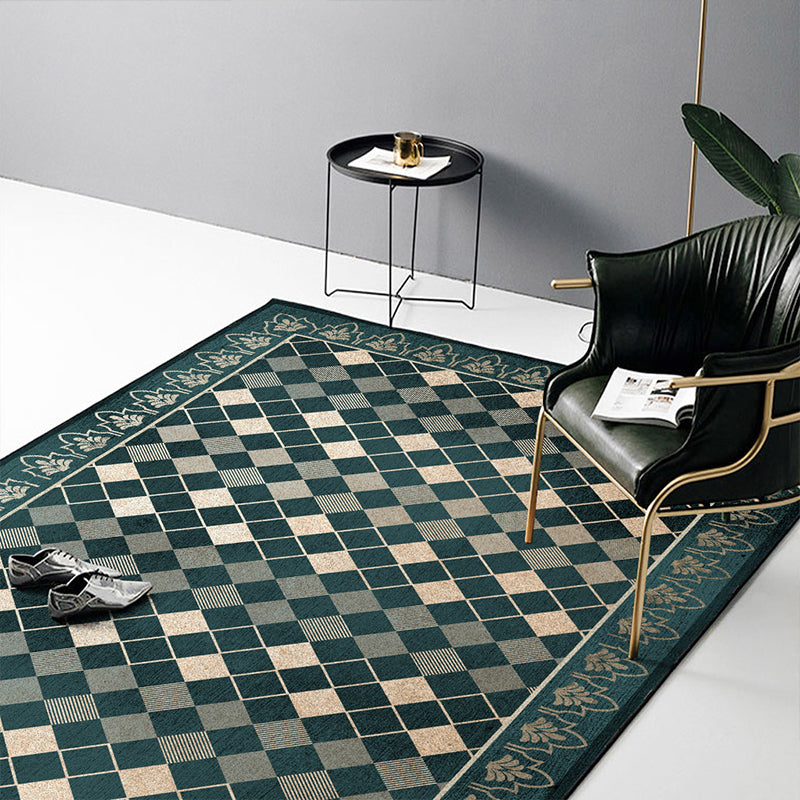 Novelty Abstract Printed Rug Multi Colored Cotton Blend Area Rug Easy Care Non-Slip Backing Carpet for Living Room Green Clearhalo 'Area Rug' 'Rug' 2213738