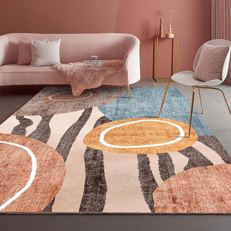 Novelty Abstract Printed Rug Multi Colored Cotton Blend Area Rug Easy Care Non-Slip Backing Carpet for Living Room Orange-Yellow Clearhalo 'Area Rug' 'Rug' 2213746