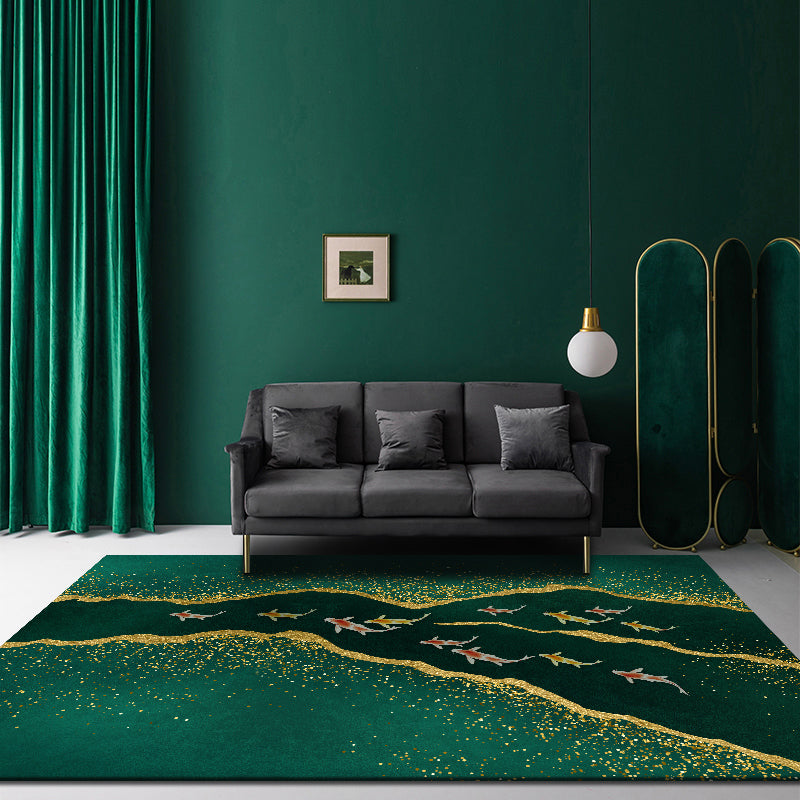 Multi-Colored Modern Rug Cotton Blend Geometric Printed Area Carpet Anti-Slip Backing Pet Friendly Rug for Room Green-Yellow Clearhalo 'Area Rug' 'Rug' 2213784