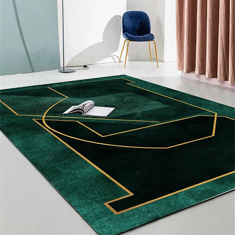 Simple Geometric Patterned Rug Multi Colored Nordic Carpet Polypropylene Anti-Slip Backing Washable Area Rug for Decor Green-Black Clearhalo 'Area Rug' 'Rug' 2213789