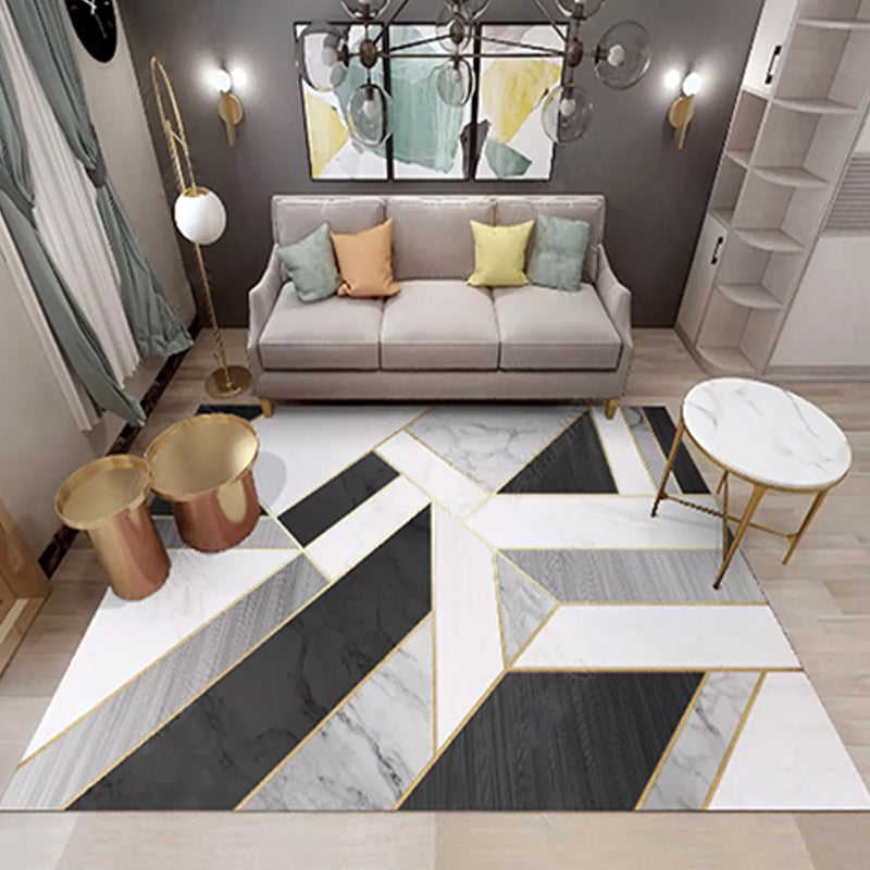 Simple Geometric Patterned Rug Multi Colored Nordic Carpet Polypropylene Anti-Slip Backing Washable Area Rug for Decor Black-Gray Clearhalo 'Area Rug' 'Rug' 2213800