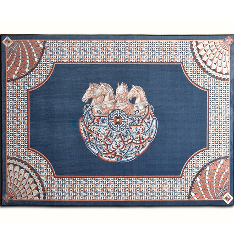 Classic Animal Patterned Rug Multi Color Polyster Indoor Rug Anti-Slip Backing Washable Area Carpet for Bedroom Dark Blue Clearhalo 'Area Rug' 'Rug' 2213816